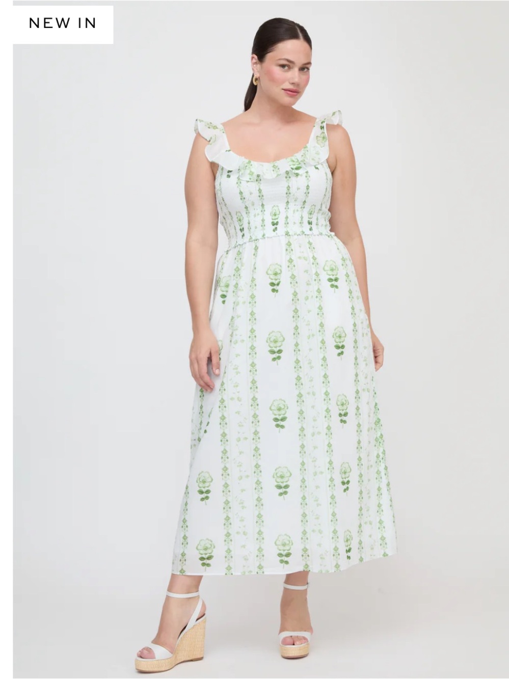 Hill House Home The Cambria Nap Dress in White/Green Arcadia Border Size Medium - Picture 7 of 9